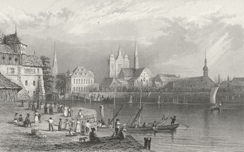 SWITZERLAND. Constance, Constanz. Swiss. boat 1830 old antique print picture
